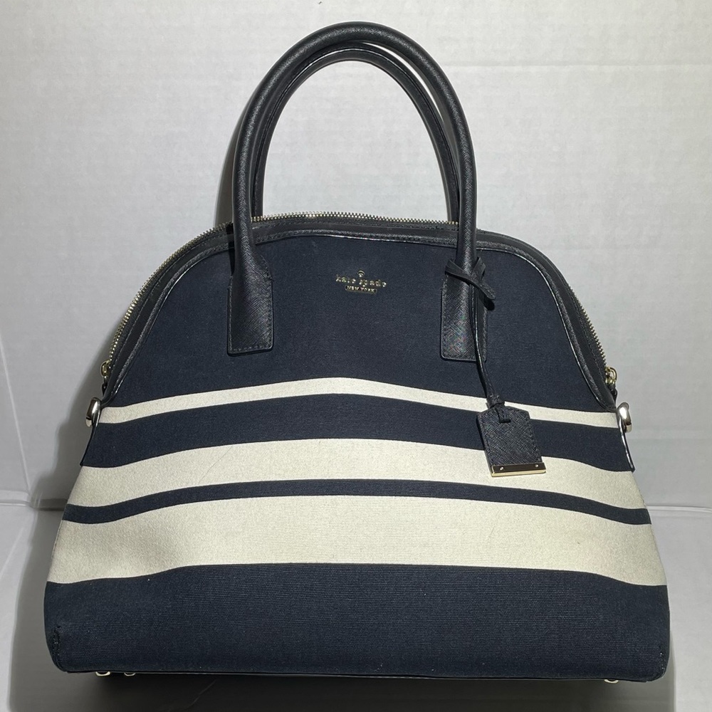 Kate Spade Cedar Street Maise Black & White Stripe Dome Satchel